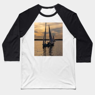 Sailboats Ghosting Along at Sunset Baseball T-Shirt